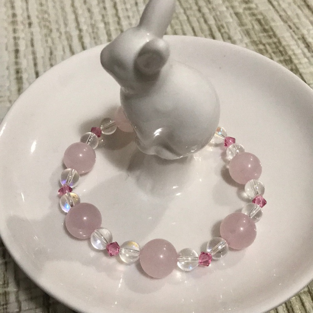 Natural Rose Quartz White Crystal Bracelet